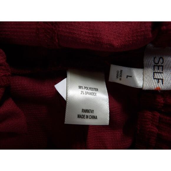 Self E Large Corduroy Pants Trousers Red NWT Pull On Stretch Waist Wide Leg Y2K - Picture 5 of 14